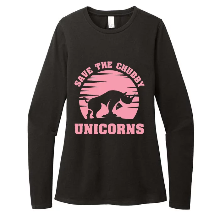 Save The Chubby Unicorns Funny Unicorn Rhino Womens CVC Long Sleeve Shirt