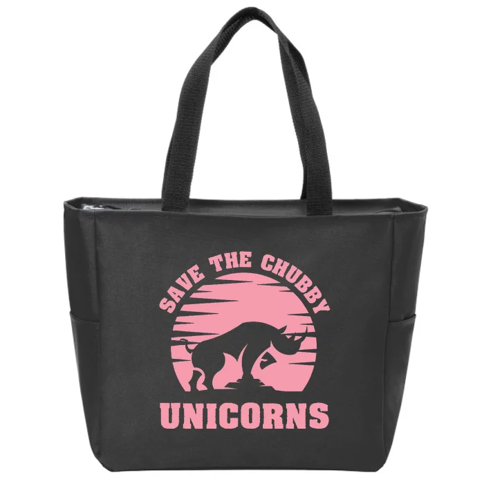 Save The Chubby Unicorns Funny Unicorn Rhino Zip Tote Bag