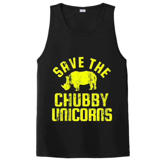 Save The Chubby Unicorns Funny Rhino Rhinoceros Gift Performance Tank