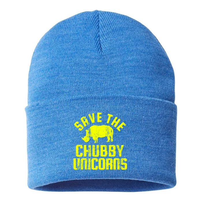 Save The Chubby Unicorns Funny Rhino Rhinoceros Gift Sustainable Knit Beanie