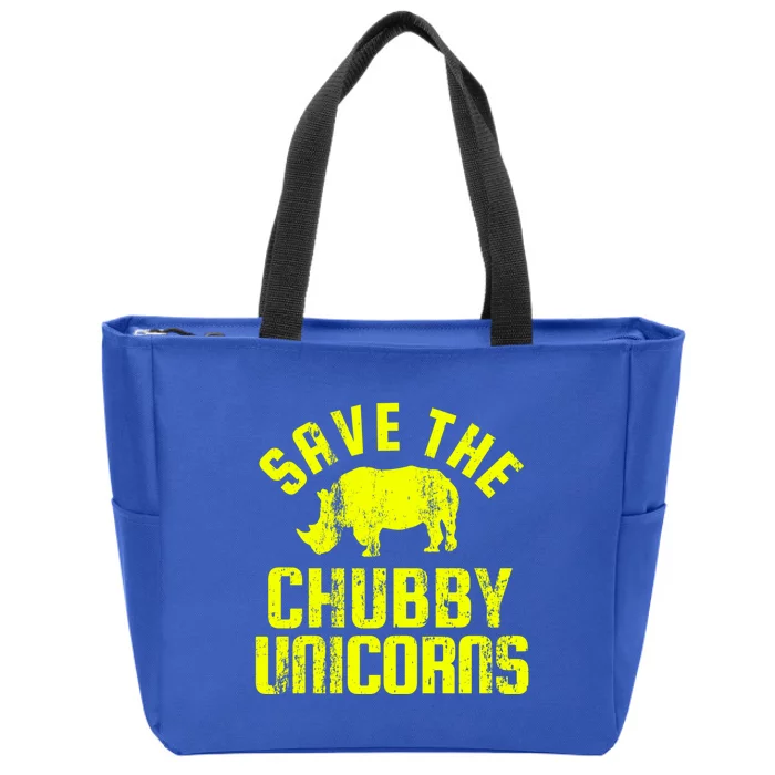 Save The Chubby Unicorns Funny Rhino Rhinoceros Gift Zip Tote Bag