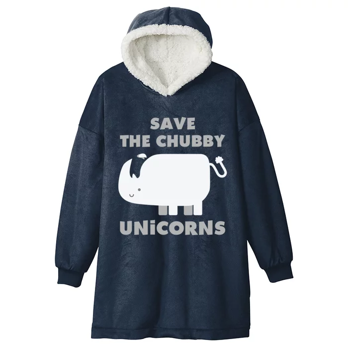 Save The Chubby Unicorns Funny Rhino Funny Gift Hooded Wearable Blanket