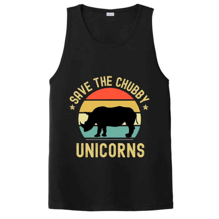 Save The Chubby Unicorns Funny Rhino Meaningful Gift Performance Tank