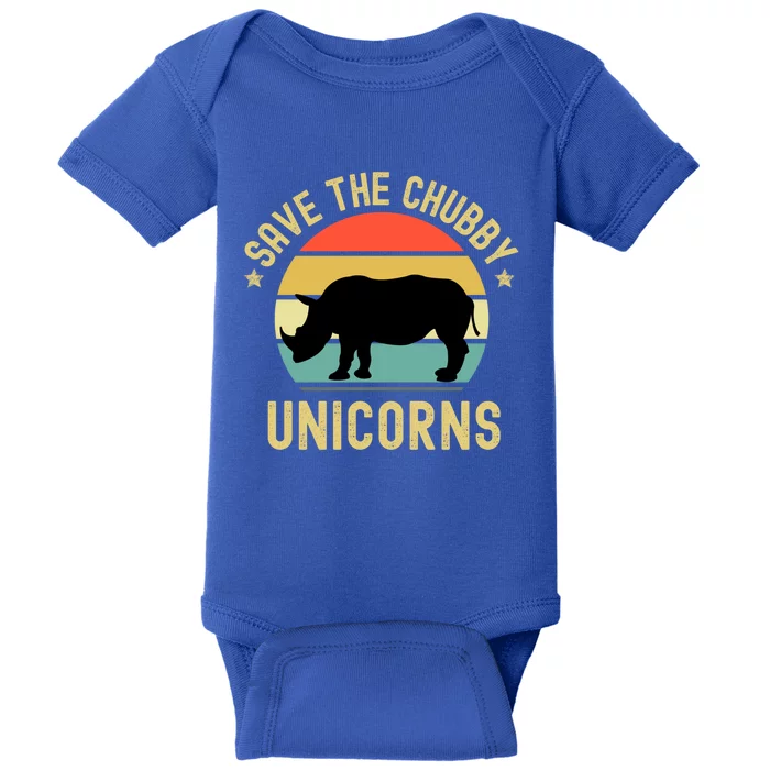 Save The Chubby Unicorns Funny Rhino Meaningful Gift Baby Bodysuit