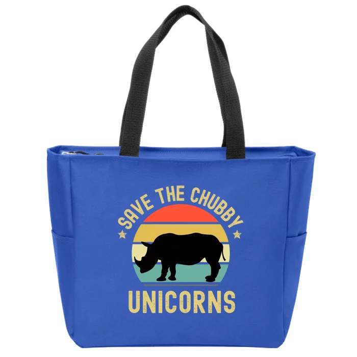 Save The Chubby Unicorns Funny Rhino Meaningful Gift Zip Tote Bag