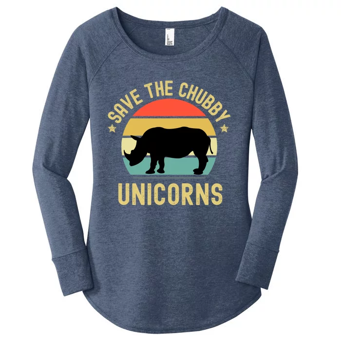 Save The Chubby Unicorns Funny Rhino Meaningful Gift Women's Perfect Tri Tunic Long Sleeve Shirt