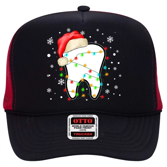 Santa Teeth Christmas Funny Dental Dentist Hygienist Xmas Great Gift High Crown Mesh Trucker Hat