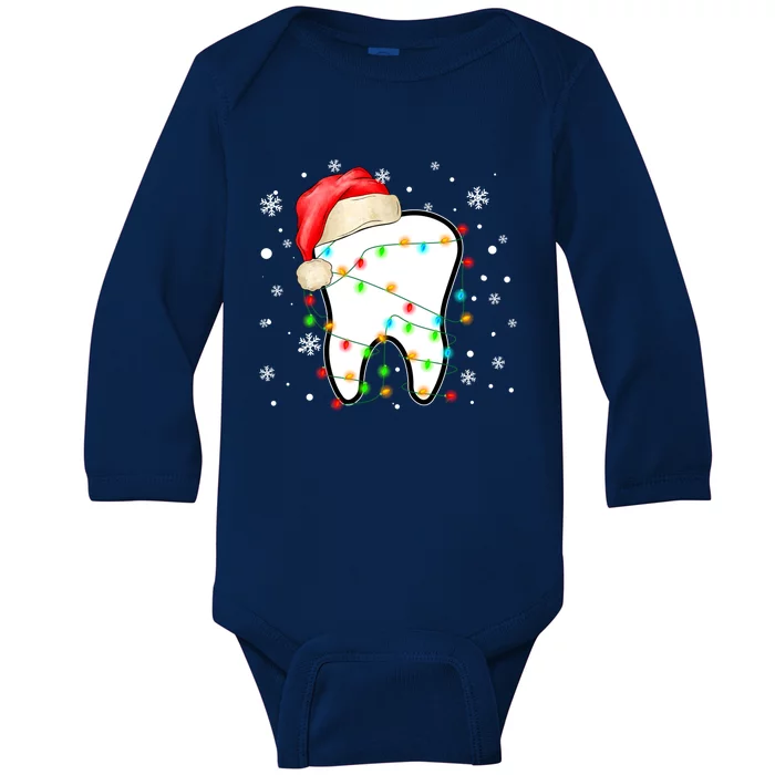 Santa Teeth Christmas Funny Dental Dentist Hygienist Xmas Great Gift Baby Long Sleeve Bodysuit