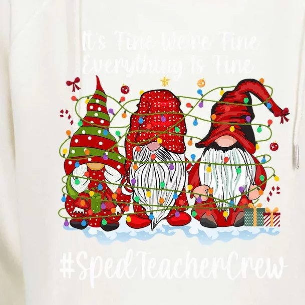 Sped Teacher Christmas Funny Gnome Xmas Special Education Womens Funnel Neck Pullover Hood