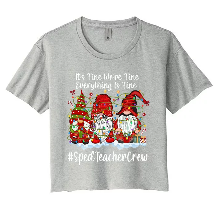 Sped Teacher Christmas Funny Gnome Xmas Special Education Women's Crop Top Tee