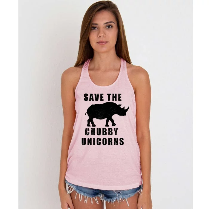 Save The Chubby Unicorns Funny Meaningful Gift Women's Knotted Racerback Tank