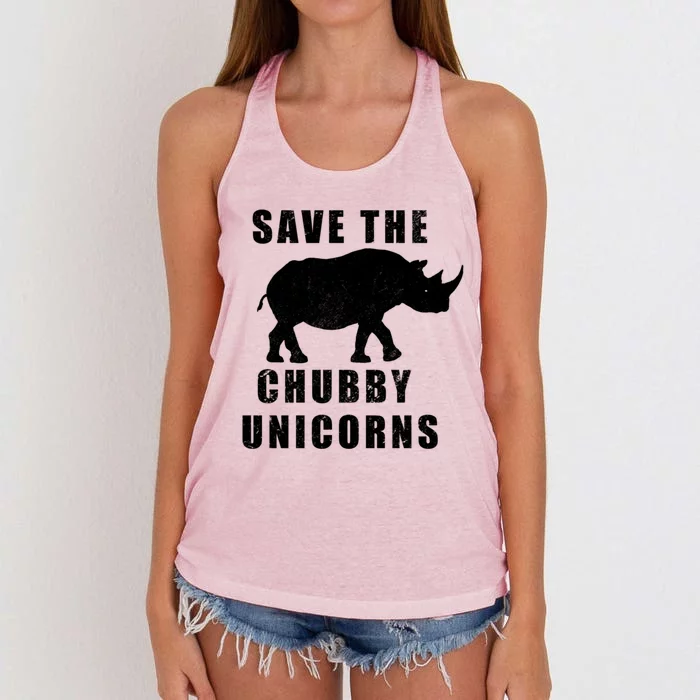 Save The Chubby Unicorns Funny Meaningful Gift Women's Knotted Racerback Tank