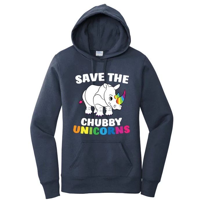 Save The Chubby Unicorns Funny Unicorn Rhino Gift Women's Pullover Hoodie