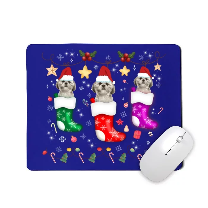 Shih Tzu Christmas Lights Gift Funny Xmas Dog Lover Mom Gift Mousepad