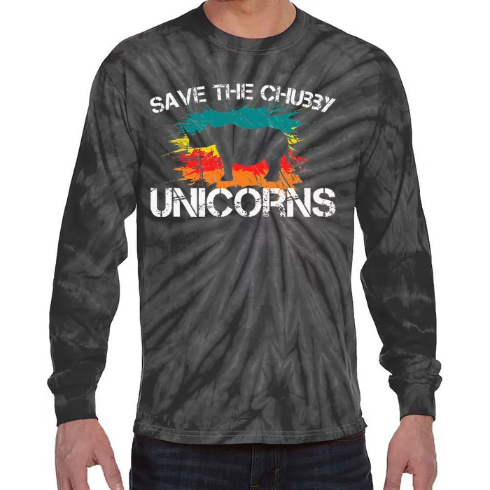 Save the chubby Unicorn funny animal Tie-Dye Long Sleeve Shirt