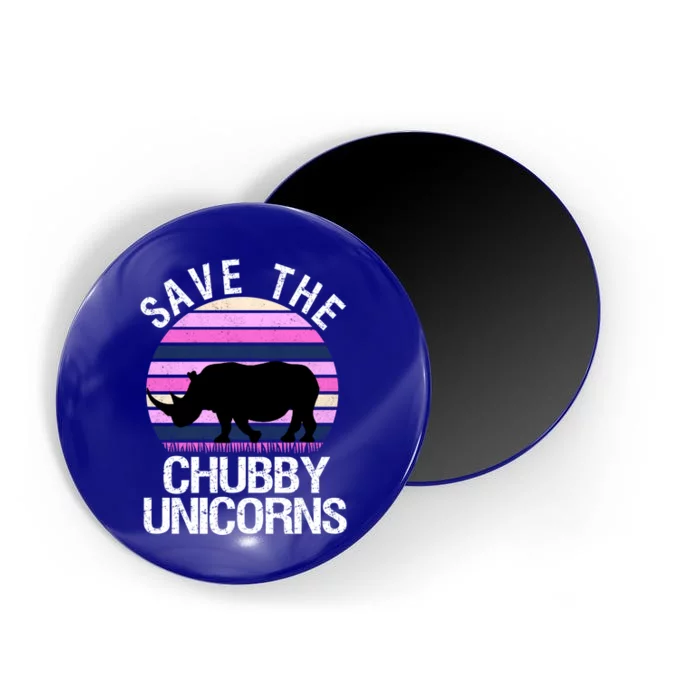 Save The Chubby Unicorns Gift Retro Style Rhino Gift Magnet