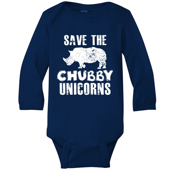 Save The Chubby Unicorns Funny Gift Baby Long Sleeve Bodysuit