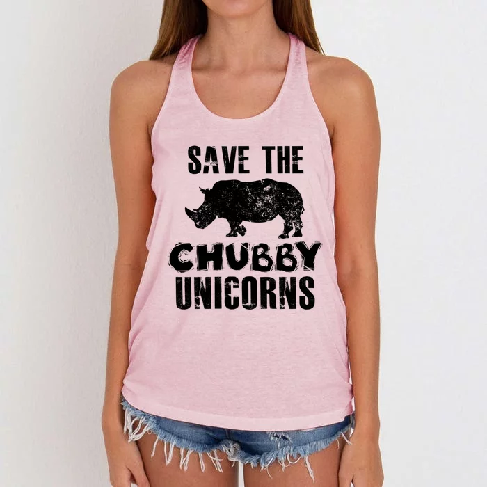 Save The Chubby Unicorns Funny Gift Women's Knotted Racerback Tank