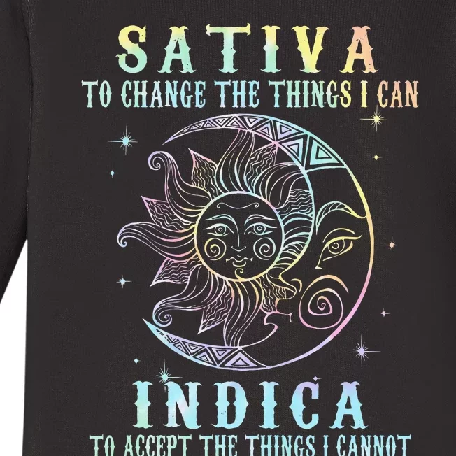 Sativa To Change The Things I Can Indica Cannabis W Tie Dye Baby Long Sleeve Bodysuit