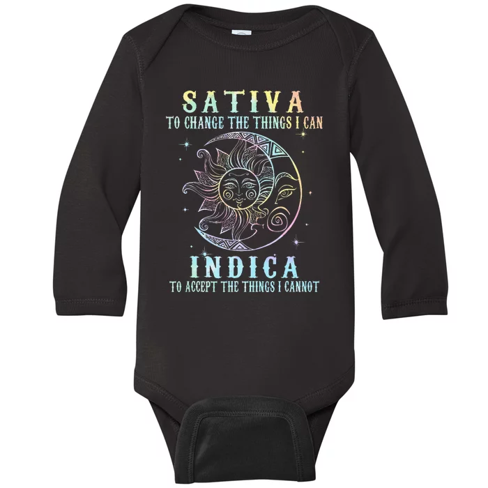 Sativa To Change The Things I Can Indica Cannabis W Tie Dye Baby Long Sleeve Bodysuit