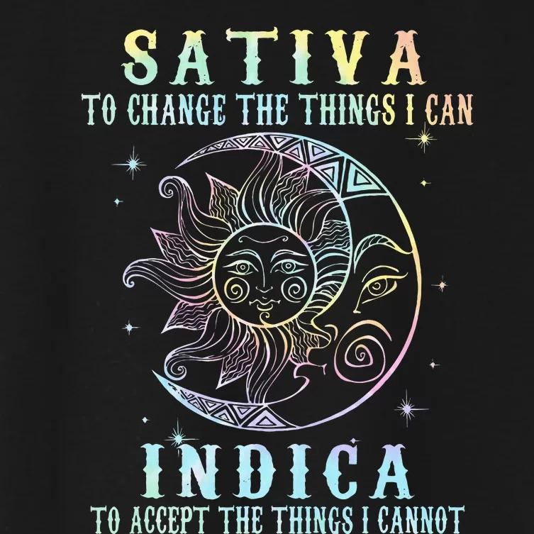 Sativa To Change The Things I Can Indica Cannabis W Tie Dye Women's Crop Top Tee