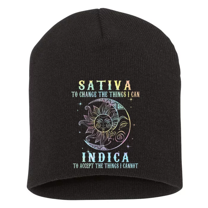 Sativa To Change The Things I Can Indica Cannabis W Tie Dye Short Acrylic Beanie