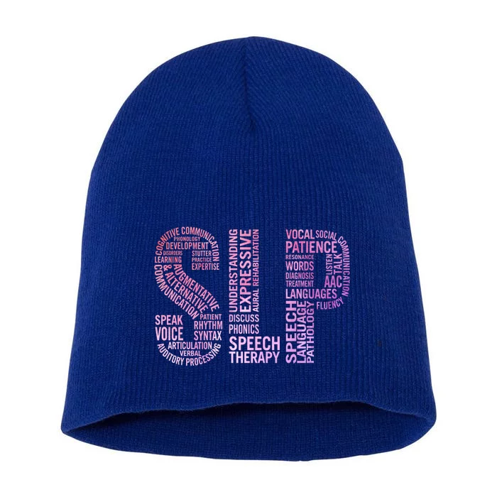 Speech Therapist Cute Gift Slp Speech Therapy Funny Gift Short Acrylic Beanie