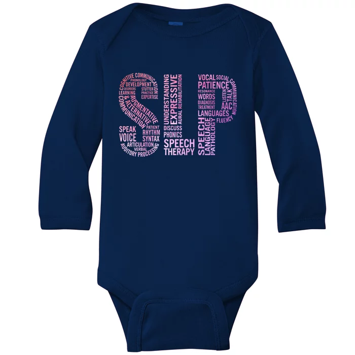 Speech Therapist Cute Gift Slp Speech Therapy Funny Gift Baby Long Sleeve Bodysuit