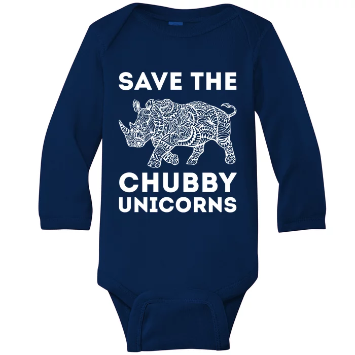 Save The Chubby Unicorns Graphic Gift Baby Long Sleeve Bodysuit