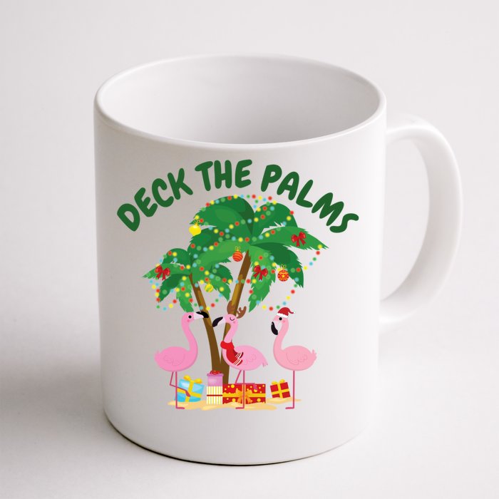 Santa Tropical Christmas Florida Flamingo Deck The Palms Christmas In July Front & Back Coffee Mug