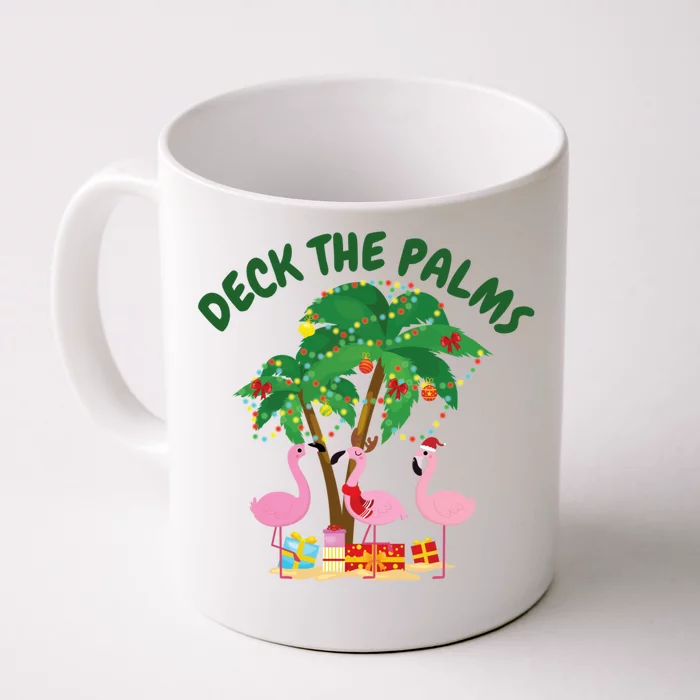 Santa Tropical Christmas Florida Flamingo Deck The Palms Christmas In July Front & Back Coffee Mug