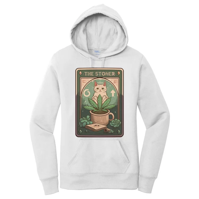 Stoner Tarot Card Cat Lover Funny Cat Women's Pullover Hoodie