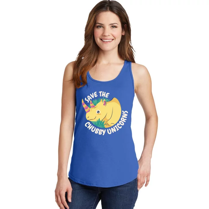 Save The Chubby Unicorns Happy Rhinoceros Cool Rhino Gift Ladies Essential Tank