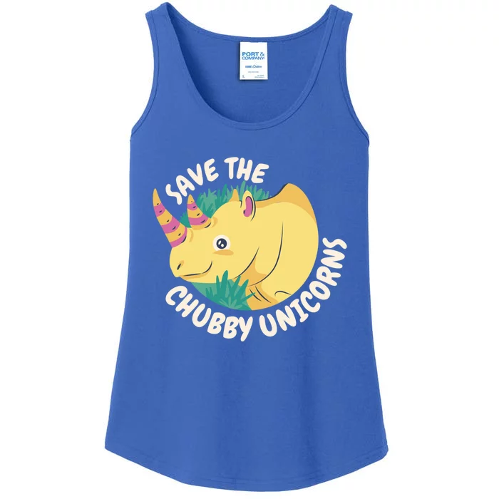 Save The Chubby Unicorns Happy Rhinoceros Cool Rhino Gift Ladies Essential Tank