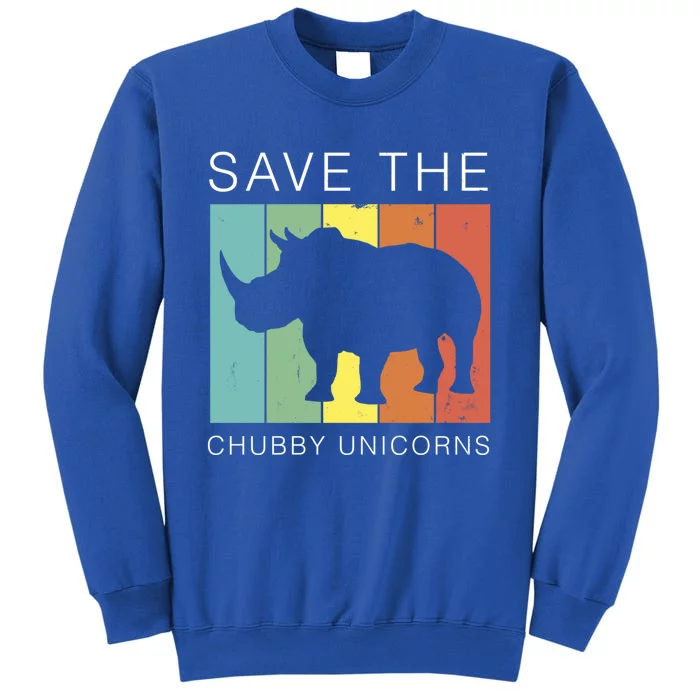 Save The Chubby Unicorns Retro Rhino Animal Rights Funny Gift Sweatshirt