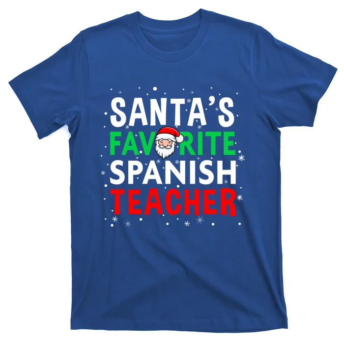 Spanish Teacher Christmas Gift SantaS Favorite Teacher Gift T-Shirt