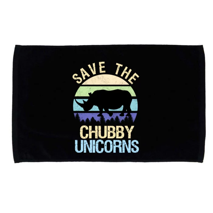 Save The Chubby Unicorns Retro Style Rhino Gift Microfiber Hand Towel