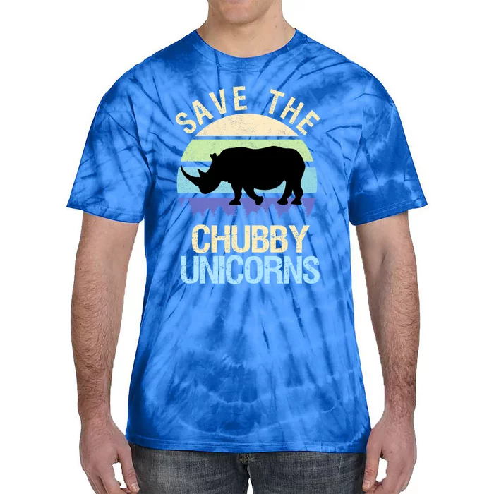 Save The Chubby Unicorns Retro Style Rhino Gift Tie-Dye T-Shirt