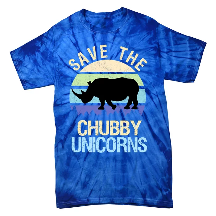 Save The Chubby Unicorns Retro Style Rhino Gift Tie-Dye T-Shirt