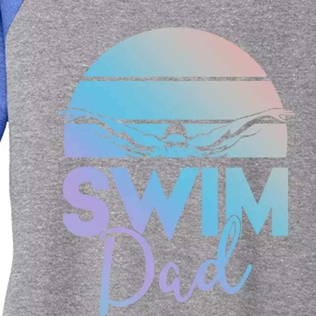 Swim Team Cute Gift Dad Father School Swimming Meet Swimmer Funny Gift Women's Tri-Blend 3/4-Sleeve Raglan Shirt