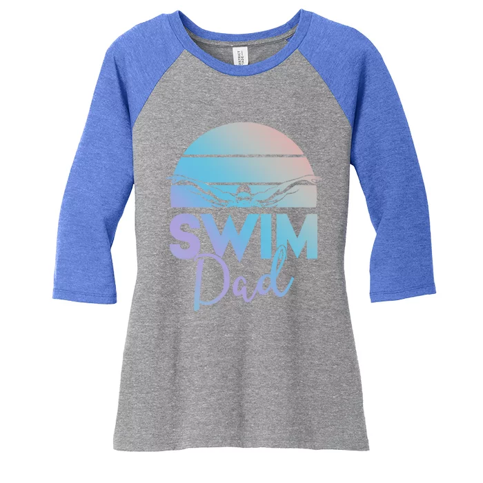 Swim Team Cute Gift Dad Father School Swimming Meet Swimmer Funny Gift Women's Tri-Blend 3/4-Sleeve Raglan Shirt