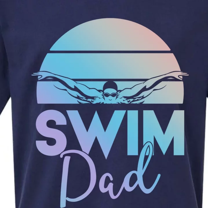 Swim Team Cute Gift Dad Father School Swimming Meet Swimmer Funny Gift Sueded Cloud Jersey T-Shirt