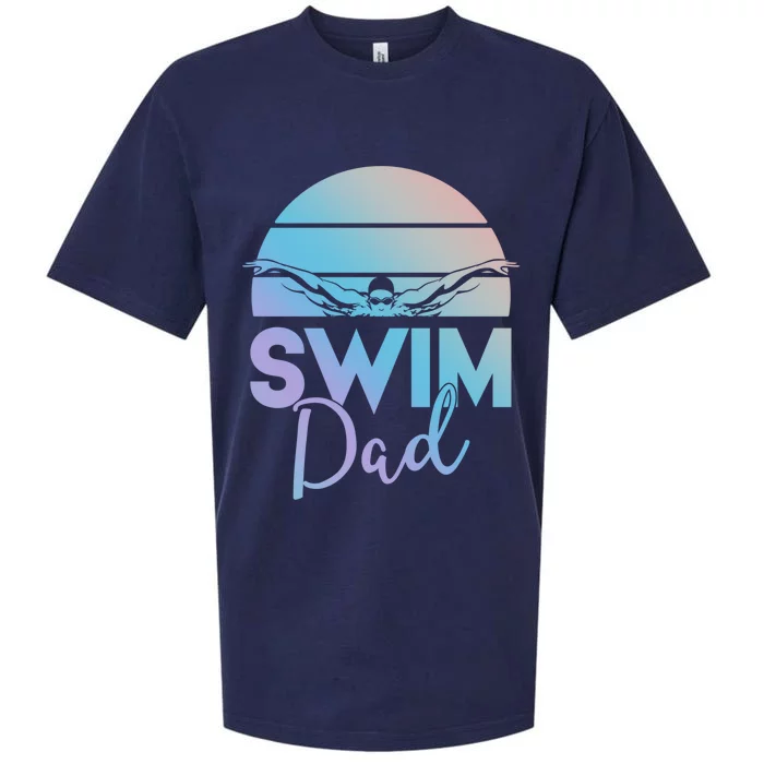 Swim Team Cute Gift Dad Father School Swimming Meet Swimmer Funny Gift Sueded Cloud Jersey T-Shirt