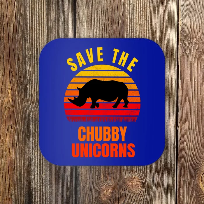 Save The Chubby Unicorns Retro Style Rhino Gift Coaster