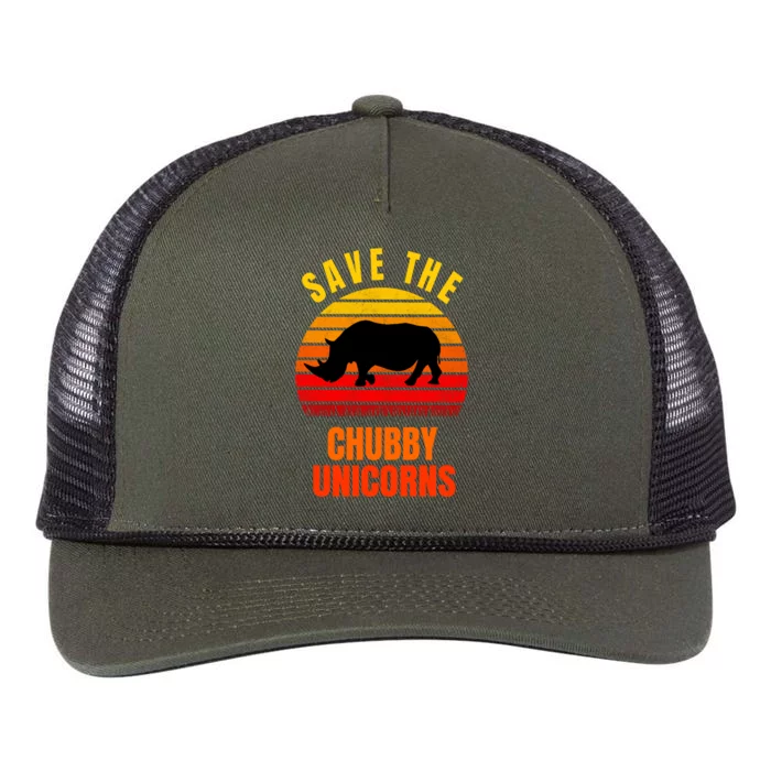 Save The Chubby Unicorns Retro Style Rhino Gift Retro Rope Trucker Hat Cap