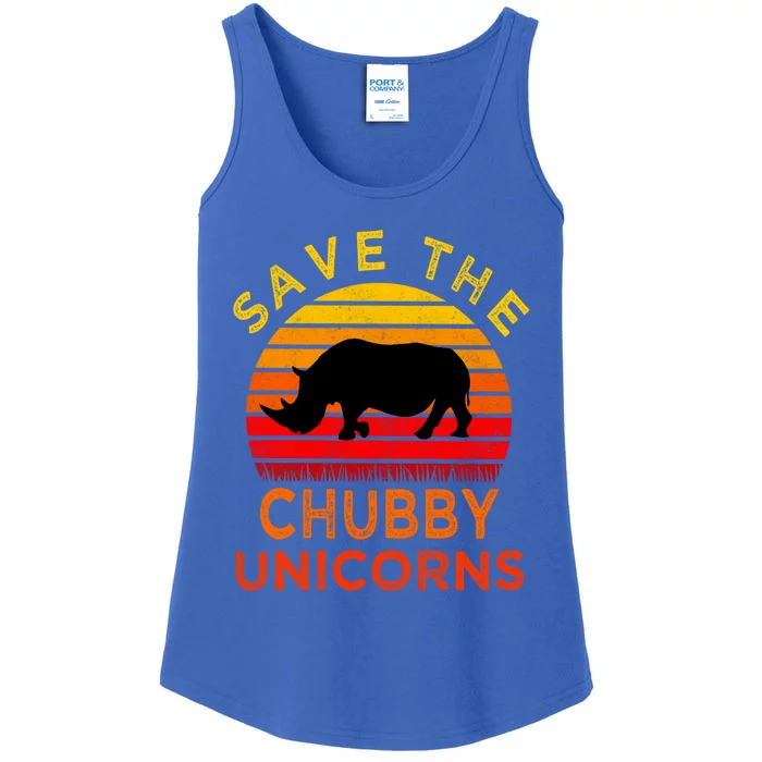 Save The Chubby Unicorns Retro Style Rhino Gift Ladies Essential Tank