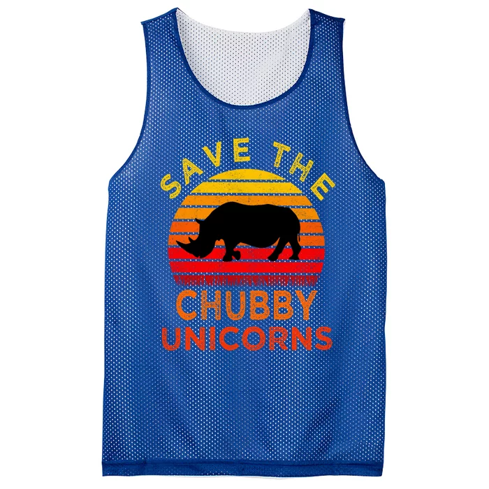 Save The Chubby Unicorns Retro Style Rhino Gift Mesh Reversible Basketball Jersey Tank