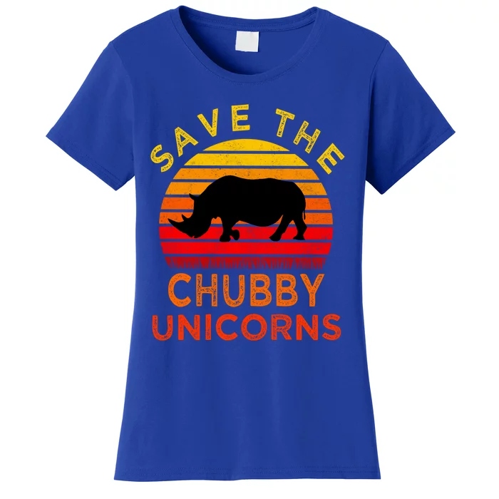 Save The Chubby Unicorns Retro Style Rhino Gift Women's T-Shirt