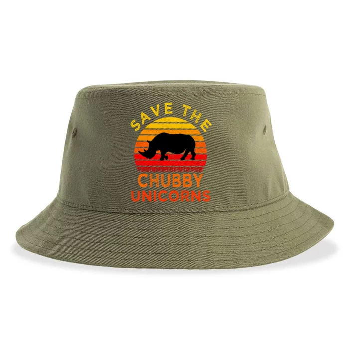 Save The Chubby Unicorns Retro Style Rhino Gift Sustainable Bucket Hat