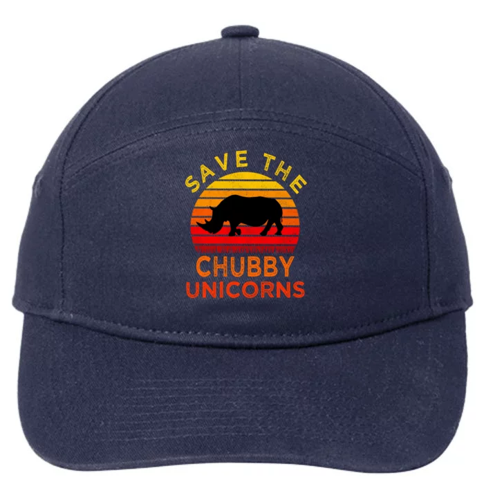 Save The Chubby Unicorns Retro Style Rhino Gift 7-Panel Snapback Hat